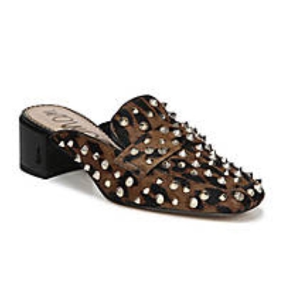 Sam Edelman Augustus Leopard Studded Mules Size 5.5 | Grunge Punk Chic Bold Edgy - Picture 1 of 11